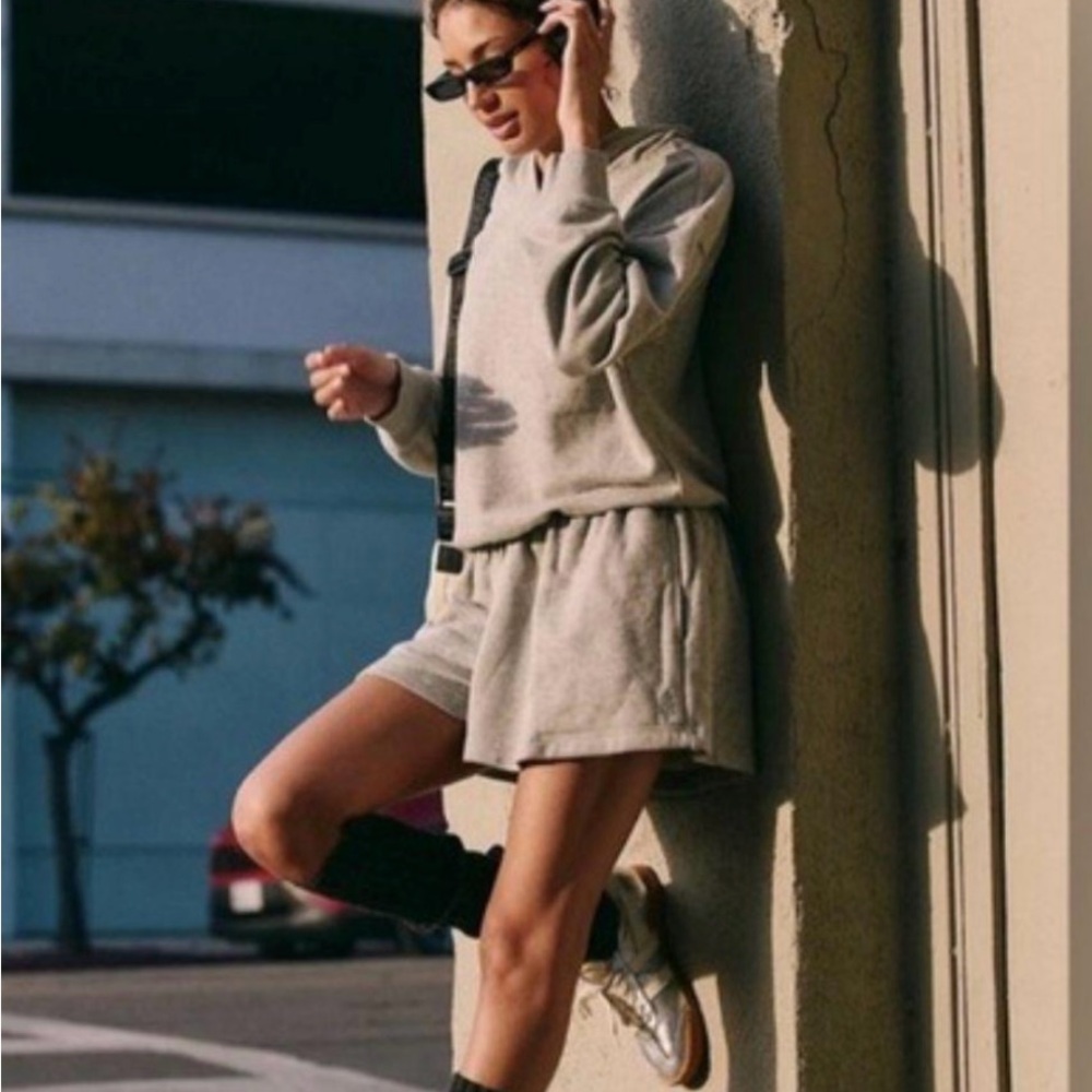 FP Movement by Free People Cream and Gray Knitwear Such a Flirt Romper